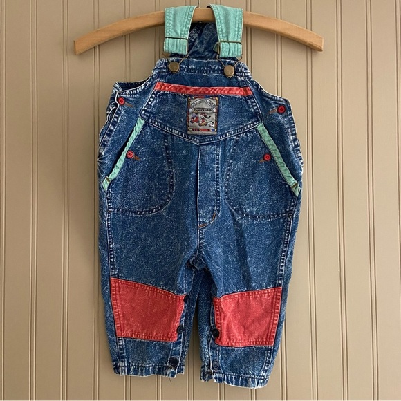 Vintage 80s/90s Toddler Acid Wash Overalls Romper Size 24 months - Picture 1 of 9